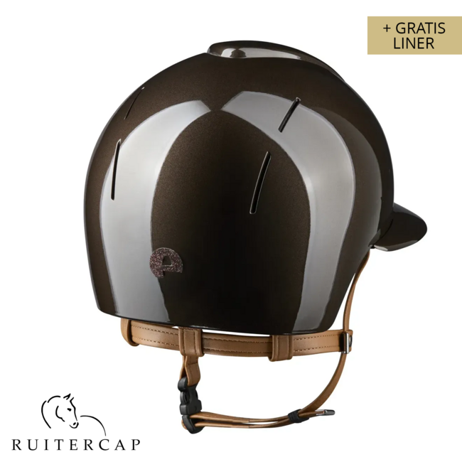 KEP Italia smart nova polish brown with star brown front and glitter logo back - polo visor - beige chinstrap