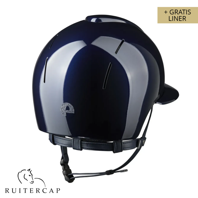 KEP Italia smart nova polish blue with star silver front and logo back - polo visor - blue chinstrap