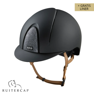 KEP Italia smart nova textile black with star silver front and glitter logo back - beige chinstrap
