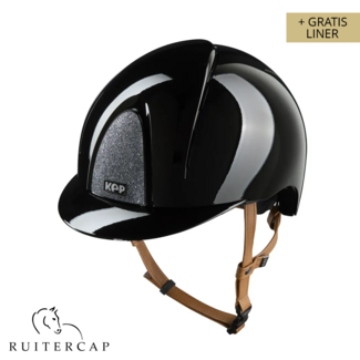 KEP Italia smart nova polish zwart met star zilver voorzijde en glitter logo achterzijde - beige kinbandje