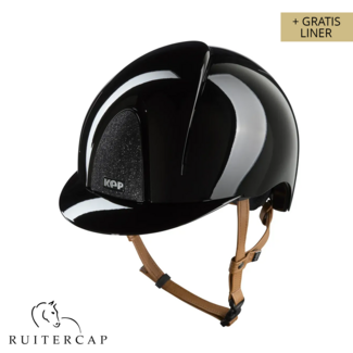KEP Italia smart nova polish black with star black front and glitter logo back - beige chinstrap