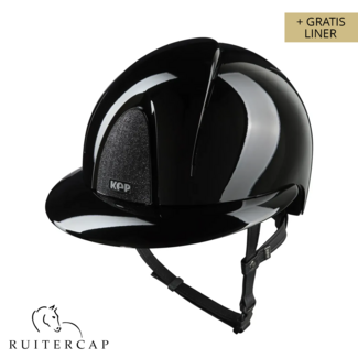 KEP Italia smart nova polish black with star black front and glitter logo back - polo visor - black chinstrap