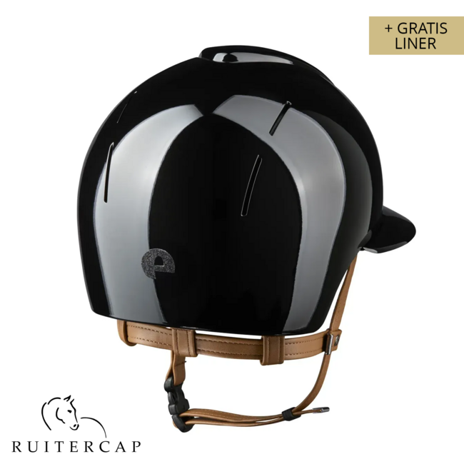 KEP Italia smart nova polish black with star black front and glitter logo back - polo visor - beige chinstrap