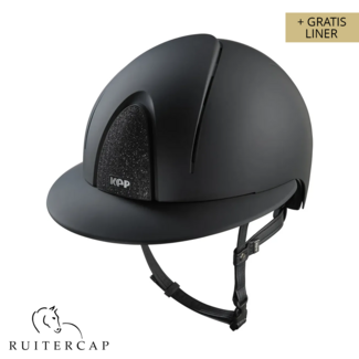 KEP Italia smart nova textile zwart met star zwart voorzijde en glitter logo achterzijde - polo klep - zwart kinbandje