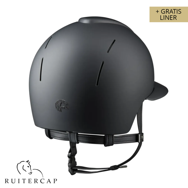 KEP Italia smart nova textile black with star black front and glitter logo back - polo visor - black chinstrap
