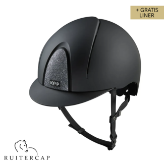 KEP Italia smart nova textile black with star silver front and glitter logo back - black chinstrap
