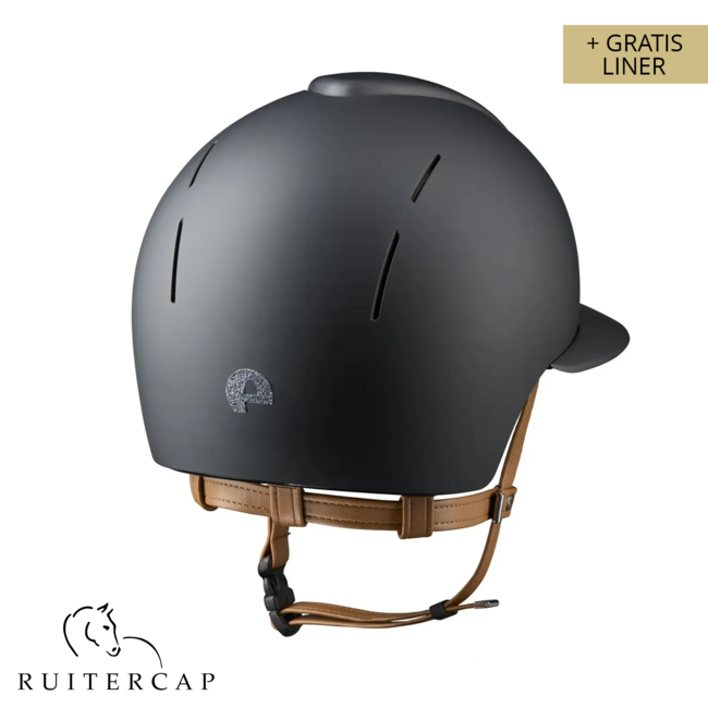 KEP Italia smart nova textile black with star silver front and glitter logo back - polo visor - beige chinstrap
