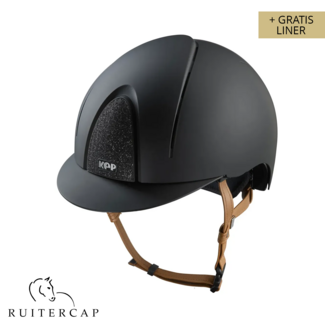 KEP Italia smart nova textile black with star black front and glitter logo back - beige chinstrap