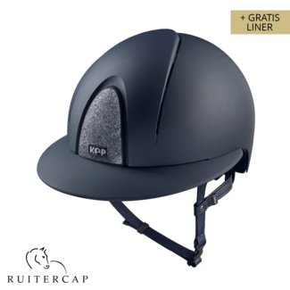 KEP Italia smart nova textile blue with star silver front and glitter logo back - polo visor - blue chinstrap