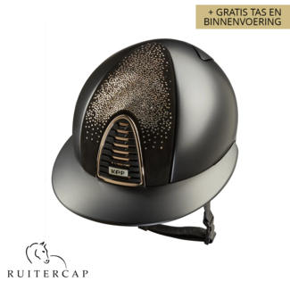 KEP Italia textile zwart met shaded rosé gold voorzijde - rosé gold frame en sub - polo klep