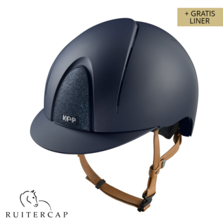 KEP Italia smart nova textile blue with star blue front and glitter logo back - beige chinstrap