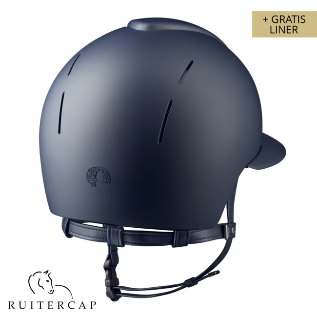 KEP Italia smart nova textile blue with star blue front and glitter logo back - polo visor - blue chinstrap