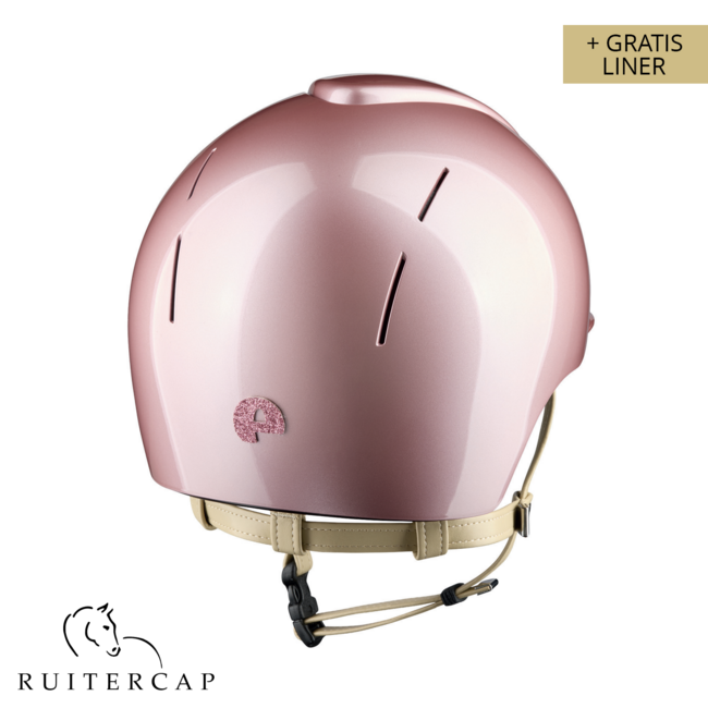 KEP Italia smart nova pink with star pink front and glitter logo back - cream chinstrap