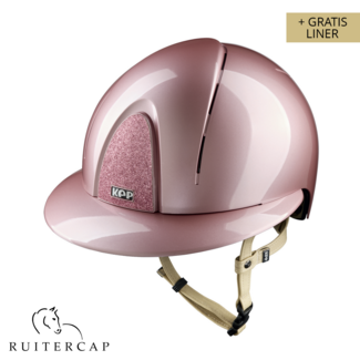 KEP Italia smart nova pink with star pink front and glitter logo back - polo visor - cream chinstrap