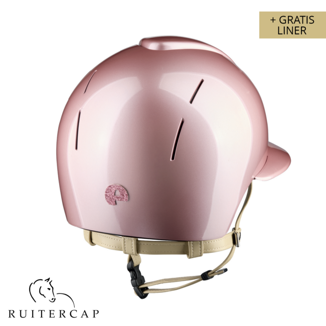 KEP Italia smart nova pink met star roze voorzijde en glitter logo achterzijde - polo klep - créme kinbandje