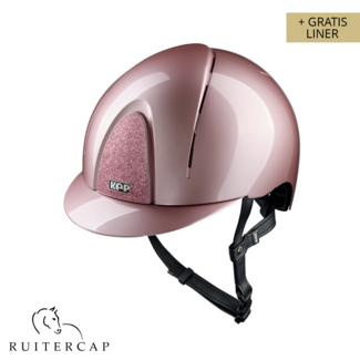 KEP Italia smart nova pink with star pink front and glitter logo back - black chinstrap