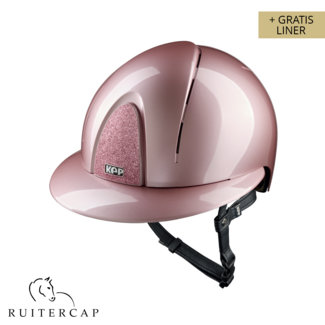 KEP Italia smart nova pink with star pink front and glitter logo back - polo visor - black chinstrap