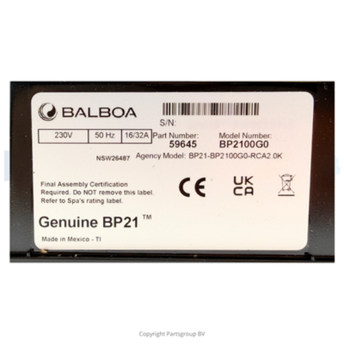 Balboa SYSTEM BALBOA BP2100G0 2.0KW 825 Z4 C8Z