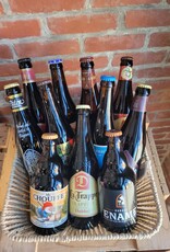 BASKET OF SQUARE BROWN BEERS