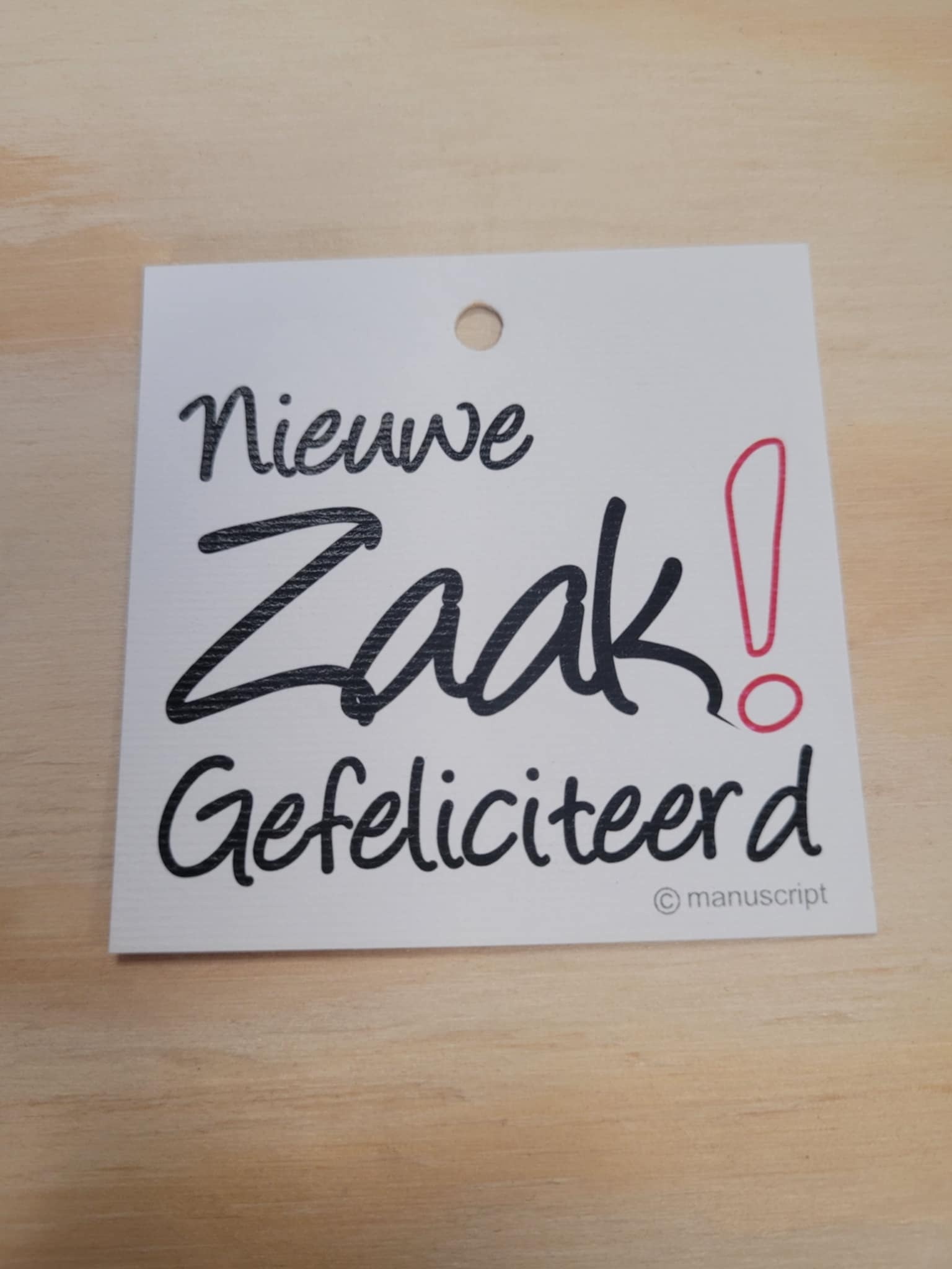 DANKKAARTJE NIEUWE ZAAK GEFELICITEERD