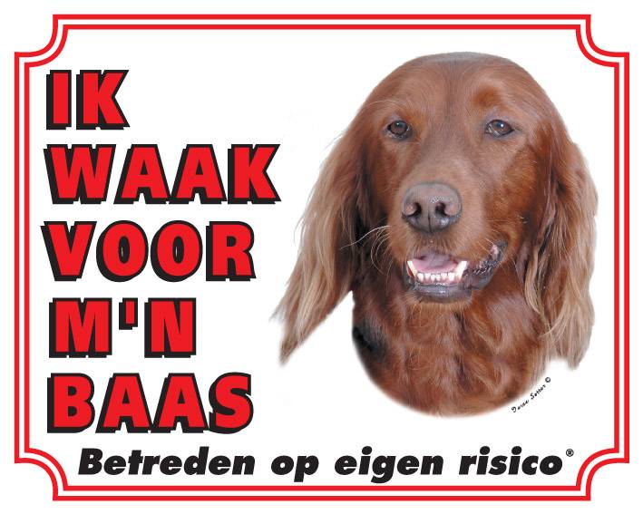 Stickerkoning Ierse Setter Waakbord Ik Waak Voor Mijn Baas stickerkoning kopen in de aanbieding