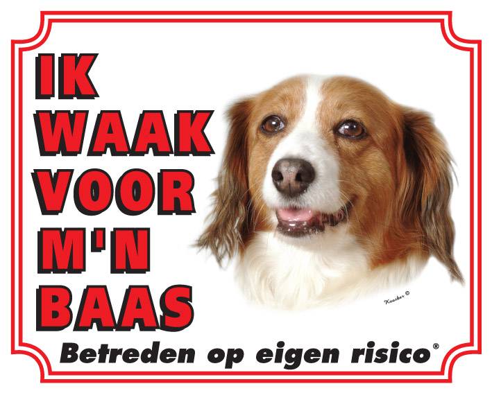 Stickerkoning Kooikerhondje Waakbord Ik Waak Voor Mijn Baas stickerkoning kopen in de aanbieding