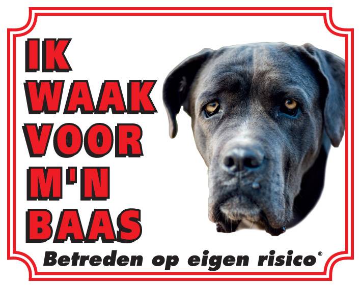 Stickerkoning Cane Corso Waakbord Ik Waak Voor Mijn Baas stickerkoning kopen in de aanbieding