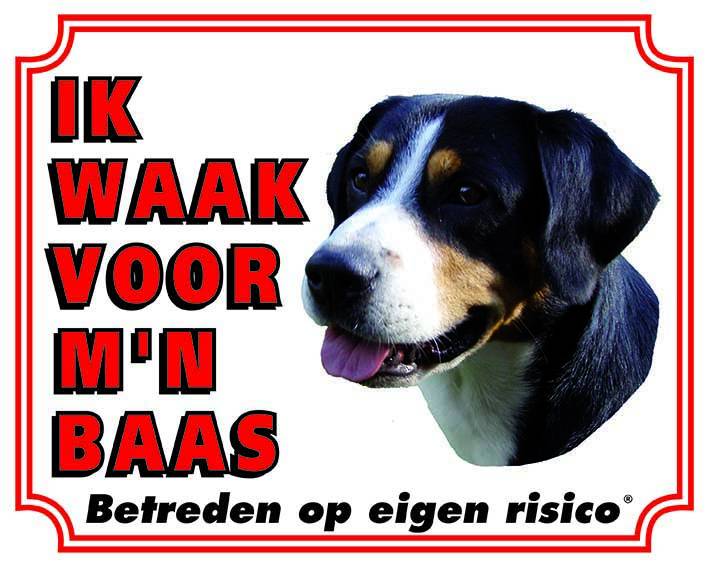 Stickerkoning Appenzeller Waakbord Ik Waak Voor Mijn Baas stickerkoning kopen in de aanbieding