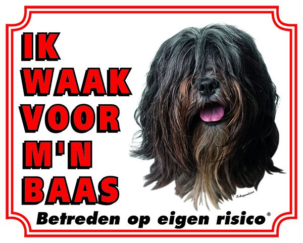 Stickerkoning Schapendoes Waakbord Ik Waak Voor Mijn Baas stickerkoning kopen in de aanbieding