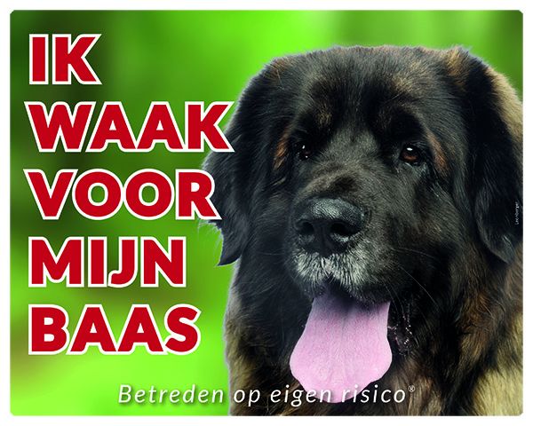 Stickerkoning Leonberger Waakbord Ik Waak Voor Mijn Baas stickerkoning kopen in de aanbieding
