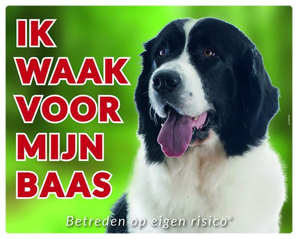 Stickerkoning Landseer Waakbord Ik Waak Voor Mijn Baas stickerkoning kopen in de aanbieding