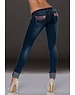  Skinny Jeansbroek in Stretch Stof Blauw