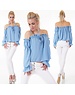  Fashion Blouse Shirt met Lange Mouwen Licht Blauw