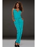  Zomer Jumpsuit met Steekzakken Turquoise Blauw