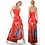 Lucas & Emma Lange Strapless Avondjurk met Versiering Coral / Rood