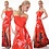 Lucas & Emma Lange Strapless Avondjurk met Versiering Coral / Rood