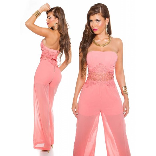 Lange Strapless Jumpsuit Coral