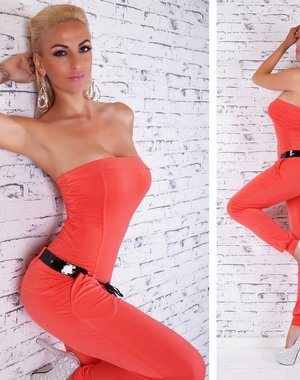  Lange Neckholder Jumpsuit Coral