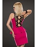 Young Blood Fashion Peplum Jurk met Geborduurde Kant Pink