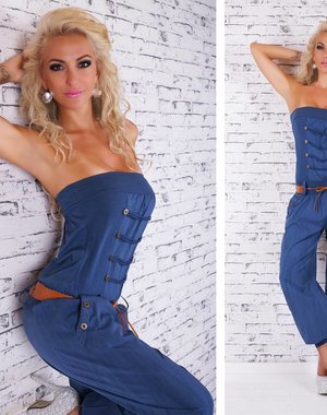  Lange Strapless Jumpsuit Donker Blauw