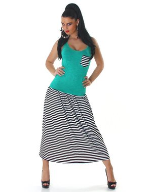  Gestreepte Stretch Maxi Jurk Groen