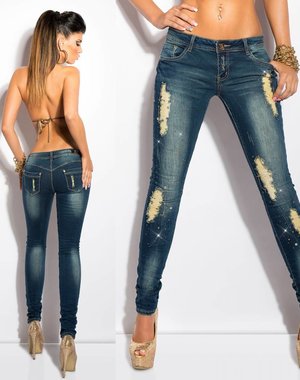 Koucla Dames Skinny Jeansbroek in  Destroyed Style