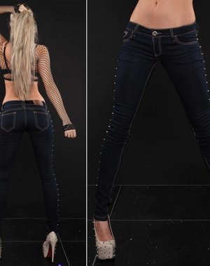  Skinny Jensbroek met Studs Blauw