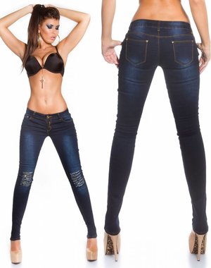 Koucla Dames Skinny Jeansbroek in Destroyed Style