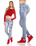  Skinny Jeansbroek in Destroyed Style Licht Blauw