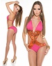  Neckholder Push-Up Monokini met Animal Print Fuchsia