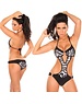  Neckholder Monokini met Animal Print Zwart / Zebra