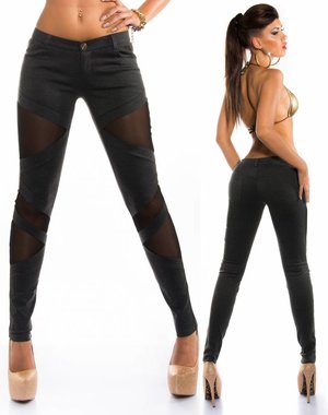  KouCla Skinny Broek met Mesh Zwart