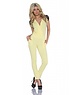  V-hals Lange Fashion Jumpsuit Geel