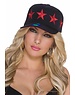  Baseball Cap met Gestikt Ster Logo Rood / Zwart